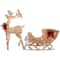48" Champagne Reindeer Pulling Sleigh, White LED Lights